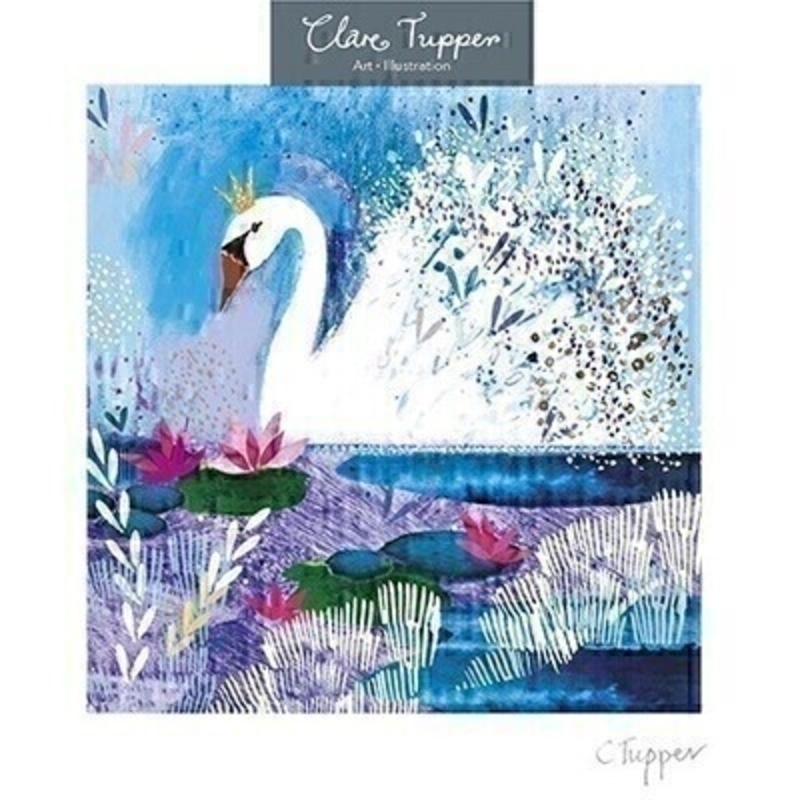 White Swan Blank Greetings Card by Paper Rose